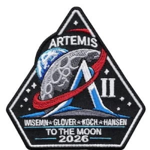 Parche de la misión Artemis II: Parche bordado termoadhesivo para disfraces de exploración espacial (7,6 cm)