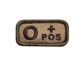 Blood Type O+ Positive 2.0 x 1.0 inch Patch (Embroidered Hook) (Green/Multitan)
