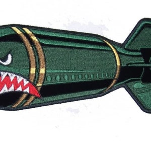 Jumbo Shark Face Bomb Patch - Embroidered Iron-On Applique (10 Inch)