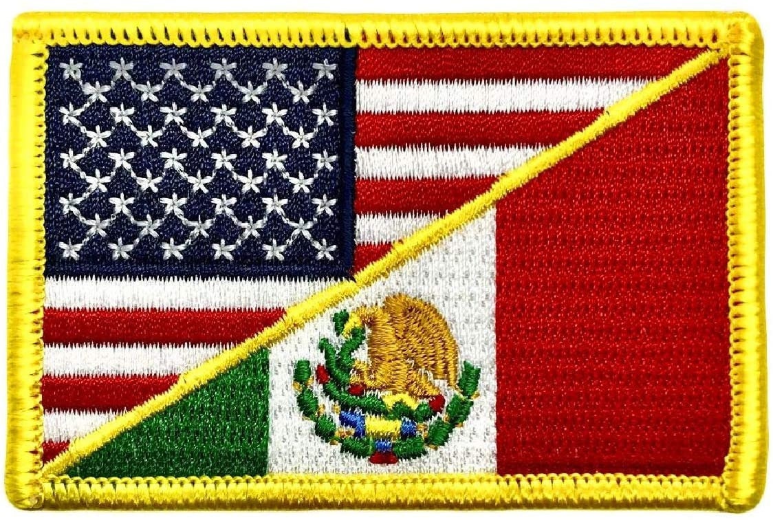 USA Flag Mexico Flag Patch [3.0 X 2.0 - Iron on Sew on- UM2