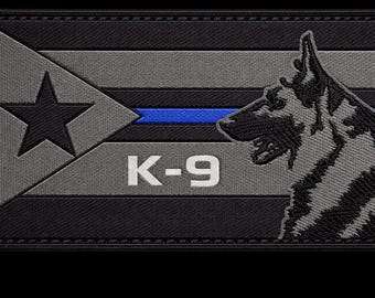 プエルトリコの犬訓練士の刺繍入りフックファスナーパッチ 4.0 x 2.00インチ