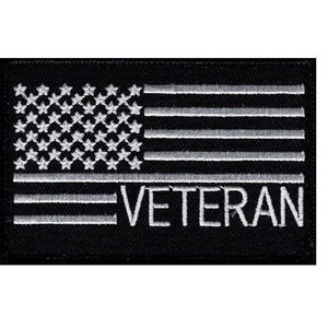 American Flag Veteran 3.5 x 2.25 inch Patch (Embroidered Hook)