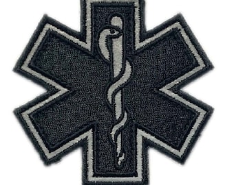 Reflective Paramedic Medic Patch [3.0 x 3.0 inch - “Hook Brand” Fastener - RE6]