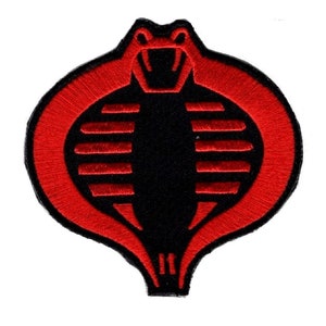 May include: Red and black embroidered cobra logo patch. The cobra is in a coiled position with its head raised and fangs bared.