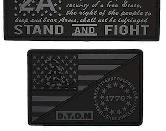 2nd Amendment Stand and Fight Gadsden 1776 PVC Morale Patch [2PC Bundle -SF4,DT7]