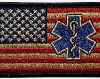 USA flag  medic paramedic  patch (3.0 X 2.0 - hook fastener -MF15)