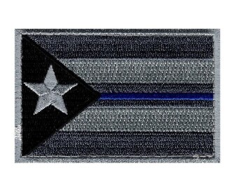 Puerto Rico flag thin blue line 3.0 inch patch embroidered hook