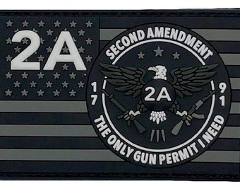 2A 2nd Amendment PVC Patch - Gun Permit Tactical Morale