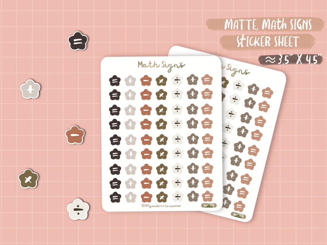 Mathc Sticker Chart Math Symbols Sticker Sheet | Matte Journal Stickers - Etsy