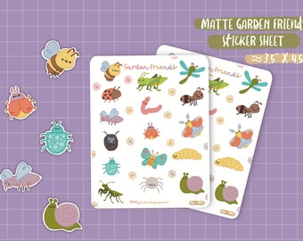 Garden Bugs Matte Sticker Sheet | Journaling Stickers