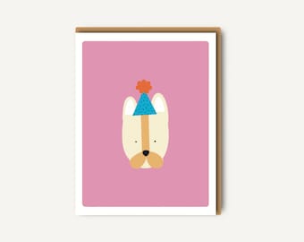 Biglietto di auguri di compleanno per cani / Animale da festa per bambini
