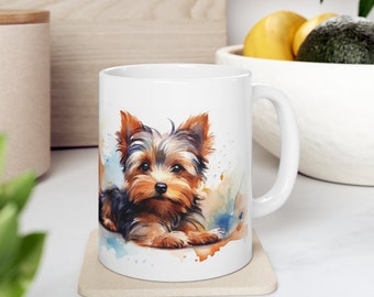 Yorkie Puppy Coffee Mug Water Color Coffee Mug Dog Mug Gifts for Dog Lovers