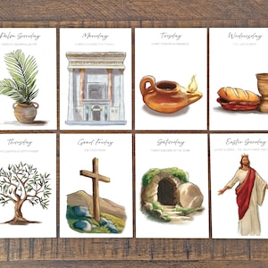 Karwoche Advent Studienkarten / Ostergeschichte / Oster Advent / Karwoche Adventskarten / Oster Schriftkarten / Oster Countdown
