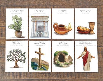 Printable Holy Week Advent Study Cards / Easter Story / Easter Advent / Holy Week Advent Cards / Easter Scripture Cards / Easter Countdown