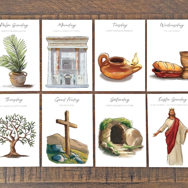 Printable Holy Week Advent Study Cards / Easter Story / Easter Advent / Holy Week Advent Cards / Easter Scripture Cards / Easter Countdown