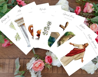 Easter Holy Week Advent Study Cards | Easter Story | Easter Advent | Holy Week Advent Cards | Easter Scripture Cards | Easter Countdown