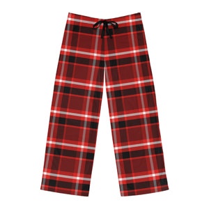 Cozy Men&#39;s Red Plaid Pajama Bottoms - Soft Flannel Sleepwear, Lounge Pants, Perfect Father&#39;s Day Gift