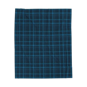 Cozy Blue Plaid Velveteen Throw Blanket - Soft Luxurious Winter Warmer, Perfect Housewarming, Birthday, or Christmas Gift