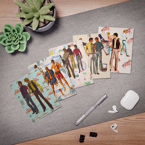 Retro Mannen Wenskaart Pack van 5 Lege Notitiekaart met Envelop Pen Pal Briefpapier Verjaardag Vaderdag Brief Schrijven