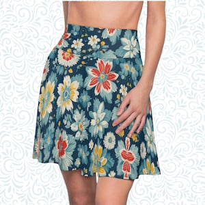 Blumen Muster Sommer Spandex Mini Rock Staker Streetwear Kreis Flowy Rock