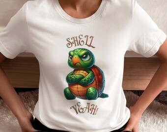 Chemise Shell Yeah Turtle, Chemise drôle, Tortue, Cadeau pour enfant, Cadeau pour papa, Cadeau pour elle, Cadeau humour
