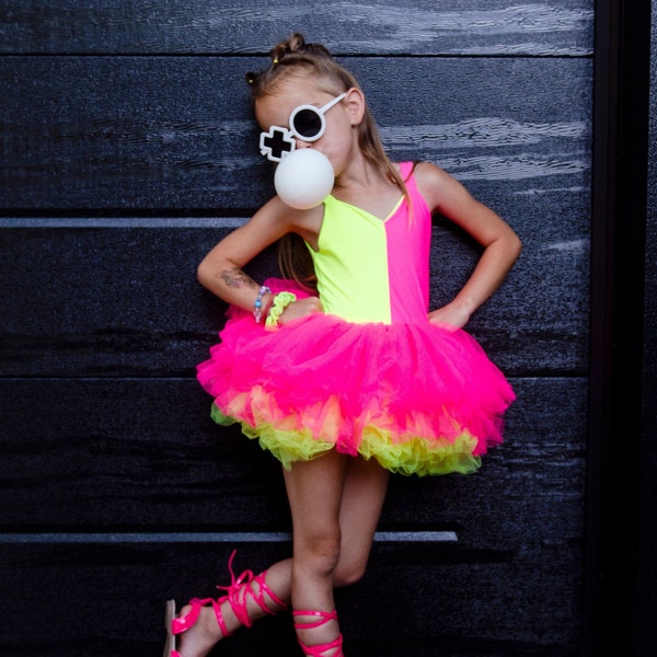 Color me bright neon soft tulle tutu leotard