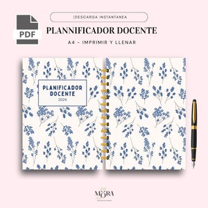 Planner for Teachers 2024 Floral, Digital Teacher Planner, Teacher Planner in Spanish, Digital Download