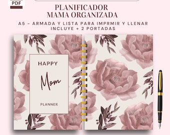 PLANEADOR PARA MAMÁ  organizada/ planeador imprimible /Pdf Imprimible / Descarga Instantánea / Agenda sin fechas /