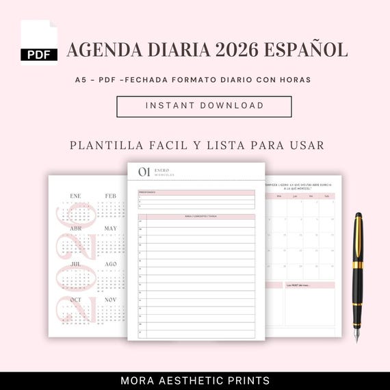 Schoolagenda A5 Licht Roze 2025 - 2026