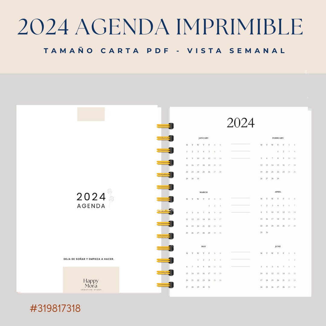 Calendario Mini Semana 2 Páginas 4 Idiomas Crema Agenda Filofax