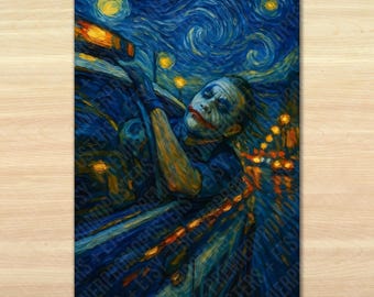 Joker Dark Knight Starry Night Poster Batman Wall Art Print