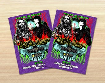 Rob Zombie Marilyn Manson Freaks On Parade 2026 Unique Dated Concert Show Poster - All dates from North American Tour available!