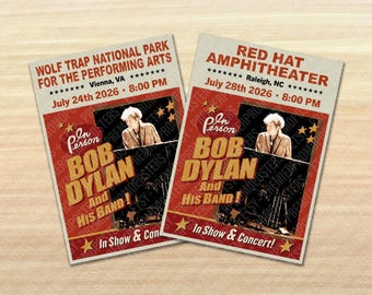 Bob Dylan Unique Dated Concert Show Poster - All dates from North American Tour available!