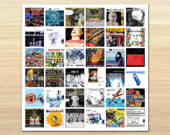 Radiohead Best Albums, Singles, and EP’s Collage Poster - Beautiful High Quality Topsters Style Poster for Gallery Wall + General Home Decor