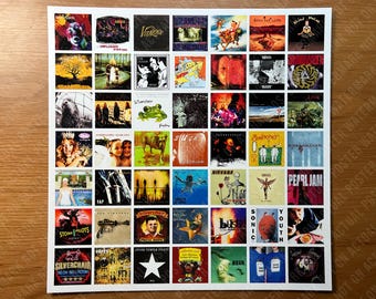 1990s Grunge & Rock Best Albums Collage Poster - Beautiful High Quality Topsters Style Poster for Gallery Wall + General Home Decor