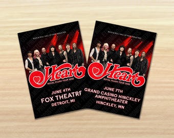 Heart 2025 Tour Unique Dated Show Poster - All dates from North American Tour available!