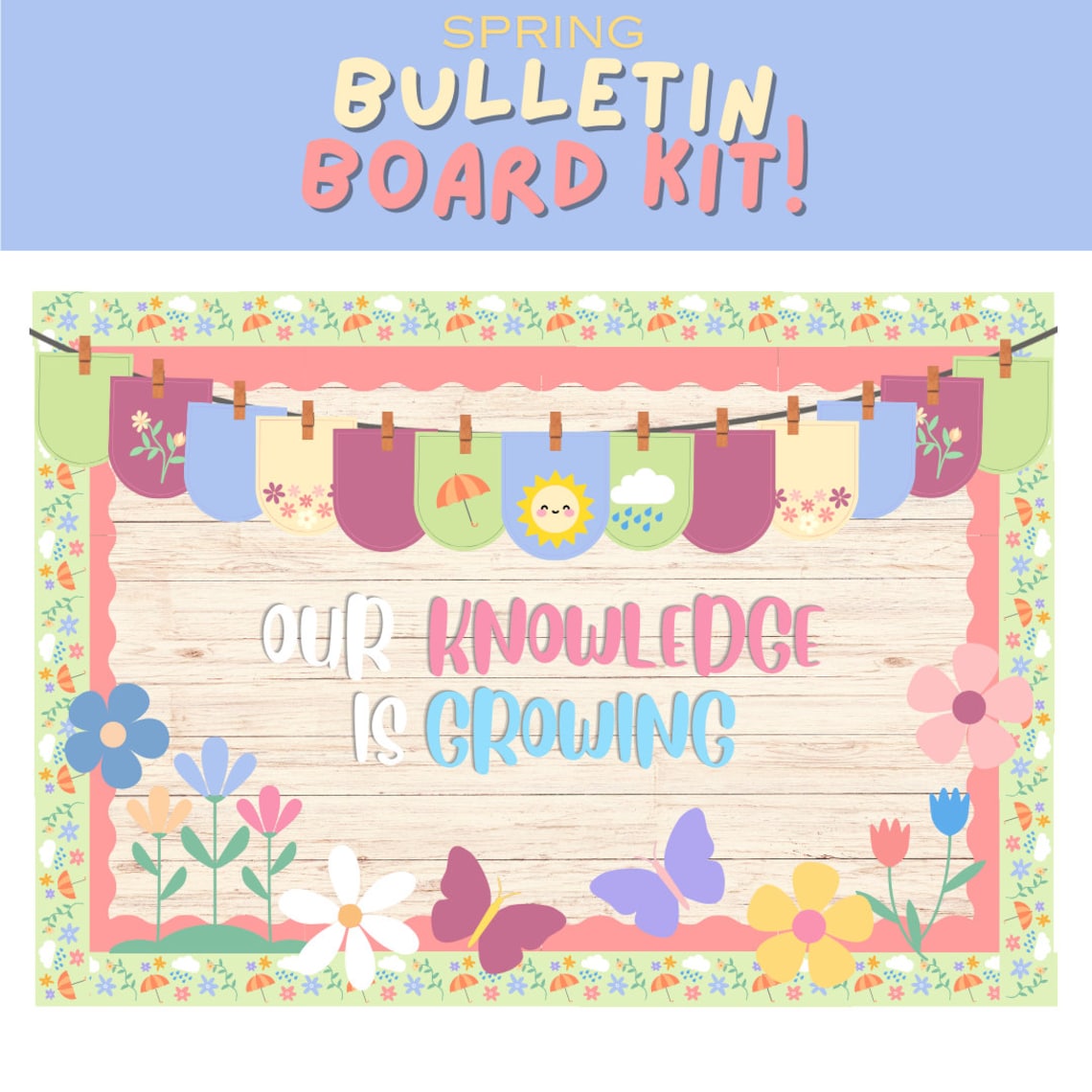 SPRING BULLETIN BOARD Kit, Spring Bulletin Boards Digital, Spring ...