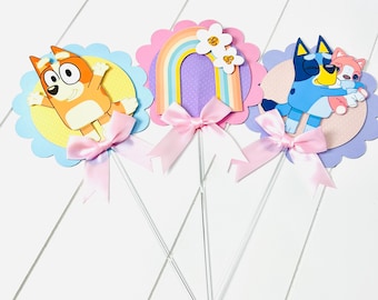Bluey Centerpiece Sticks, Bluey Decor , Bluey Table sticks, Bluey Party Decor , Set of 3