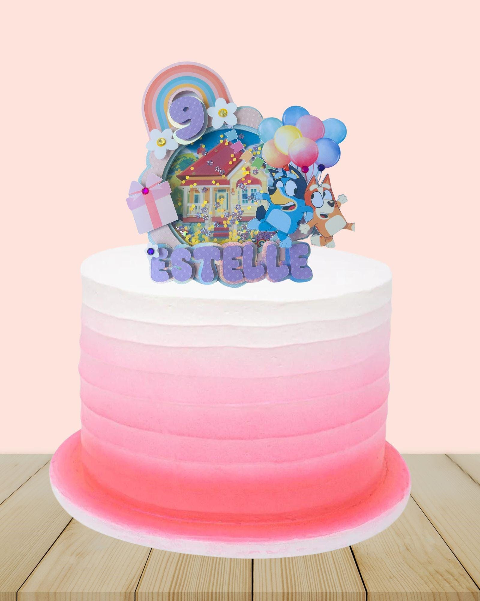 Blue dog cake topper