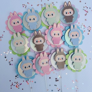 Labubu cupcake toppers,  Monsters toppers, 12 per order