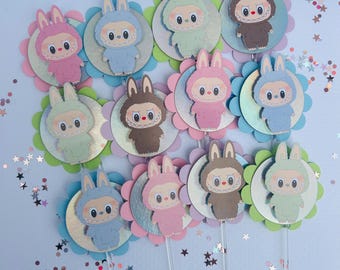 Labubu cupcake toppers,  Monsters toppers, 12 per order