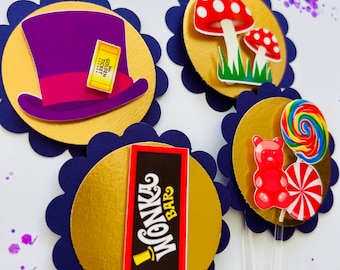 Willy Wonka Cupcake toppers, Willy Wonka toppers, Willy Wonka Cake toppers