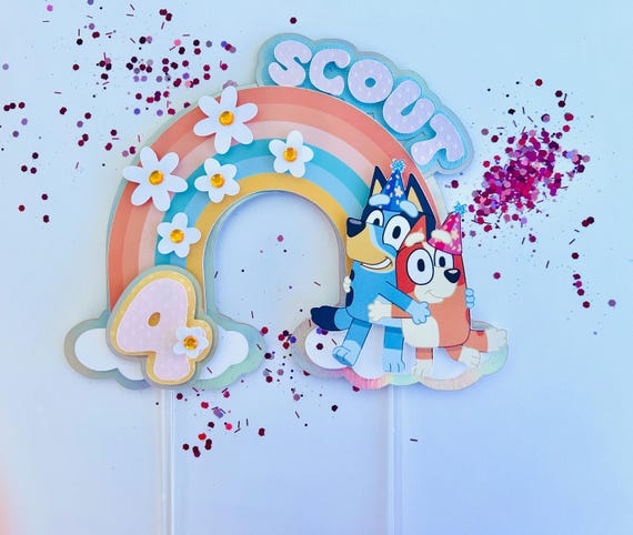 Bluey Cake Topper: Personalized Boho Birthday Party Decor