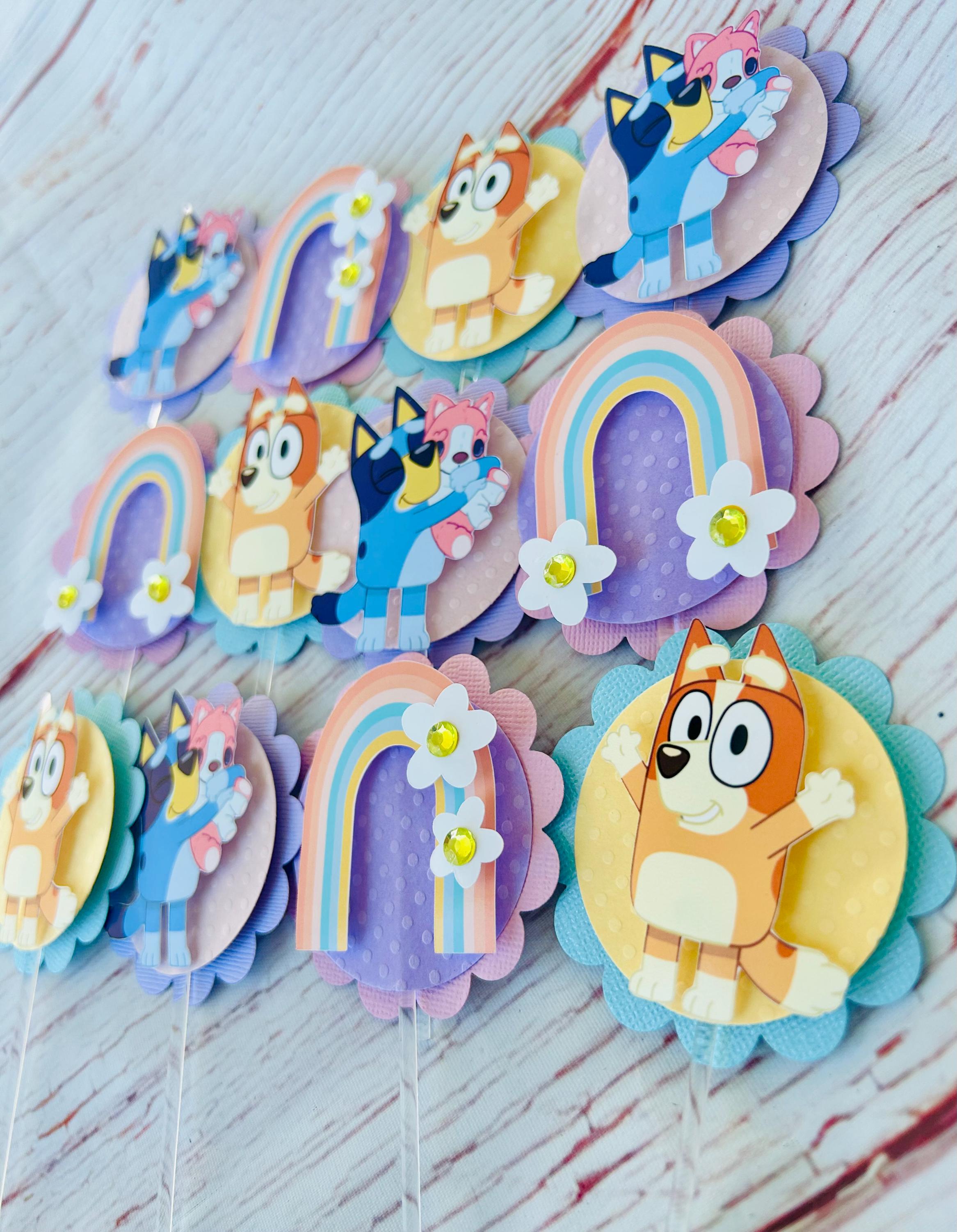 Girl Bluey Party Cupcake Toppers