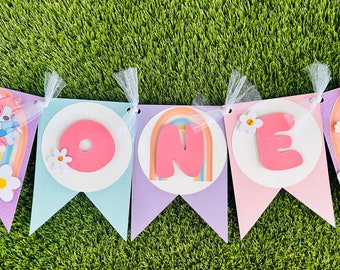 Bluey Girl Birthday Party Banner, Pink, Bluey Birthday Decorations, Blue dog birthday banner, Boho Birthday banner, bluey highchair banner