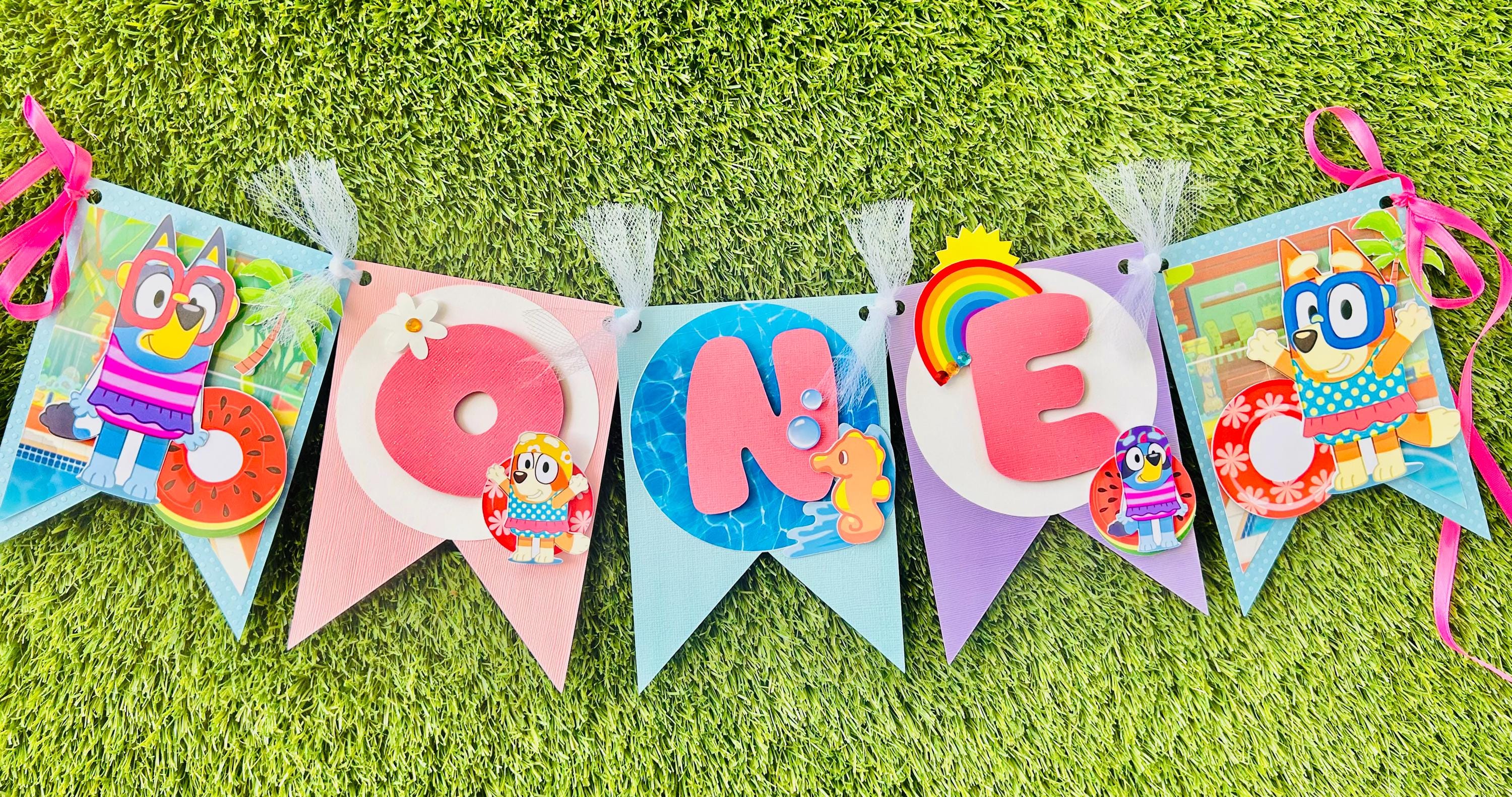 Bluey Pool Theme Highchair Banner