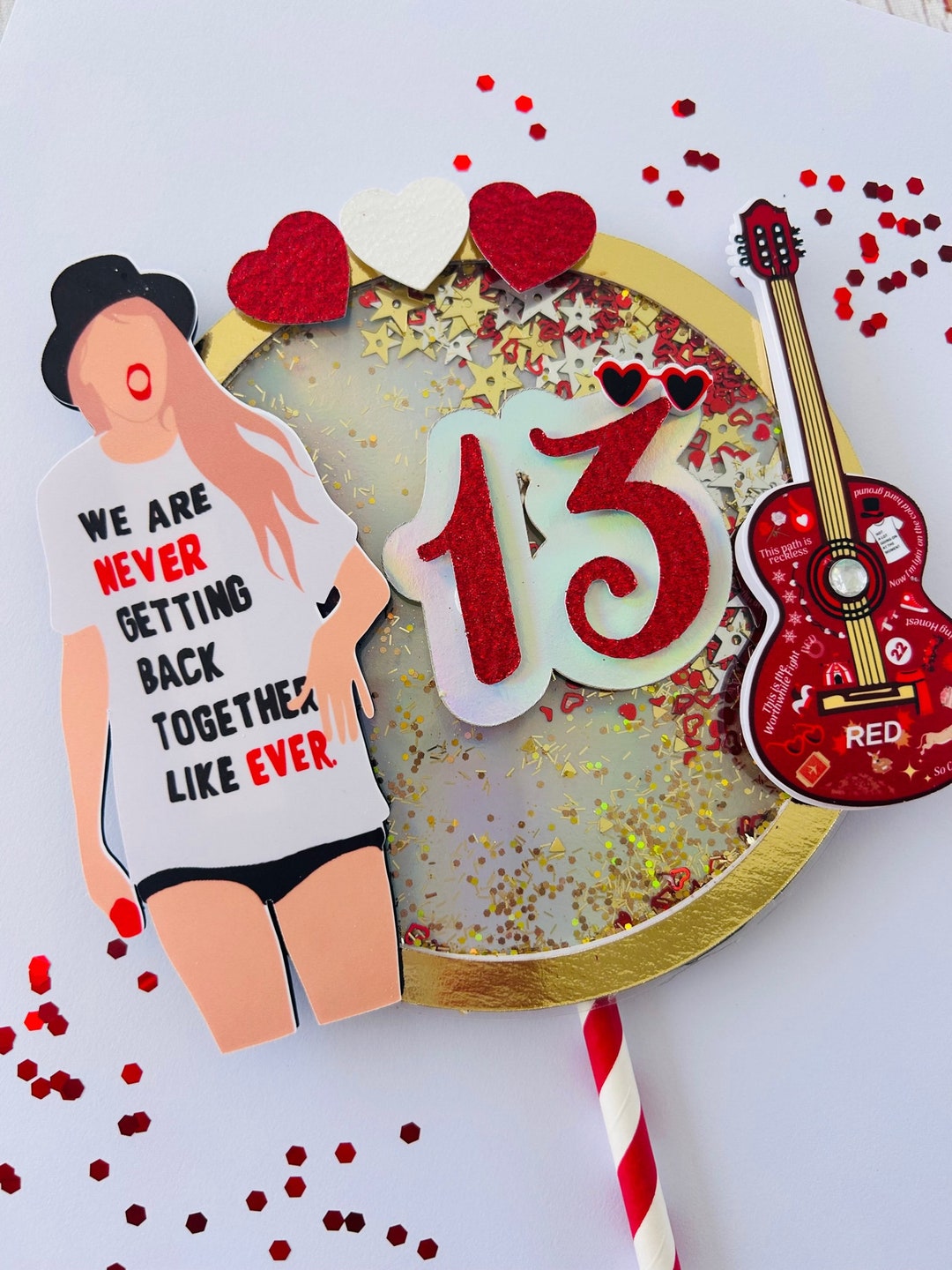 Taylor Swift Cake Topper, Personalized Red Cake Topper, In My Birthday Era, Eras Tour Cake Topper, Red Era Cake Topper - Foto 12