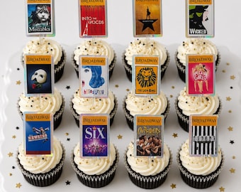 Musical Theater Cupcake Toppers, Theater cupcake toppers, 12 per set