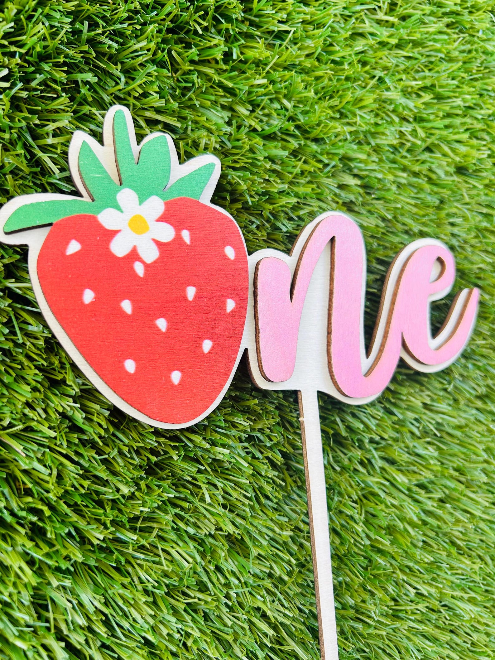 Wooden Strawberry One Cake Topper, Berry 1st Birthday Cake Topper ...