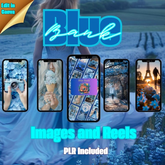 Blue Instagram Content Bank – High-Quality Reels + 68 Stunning Images for Small Business & Influencers | Instant Digital Download | PLR inc